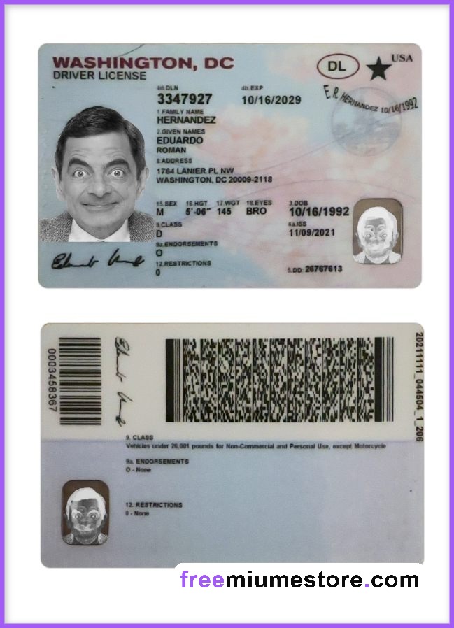 Columbia Driver license PSD Template (v2)